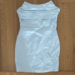 Strapless Light Blue Bodycon Mini Dress